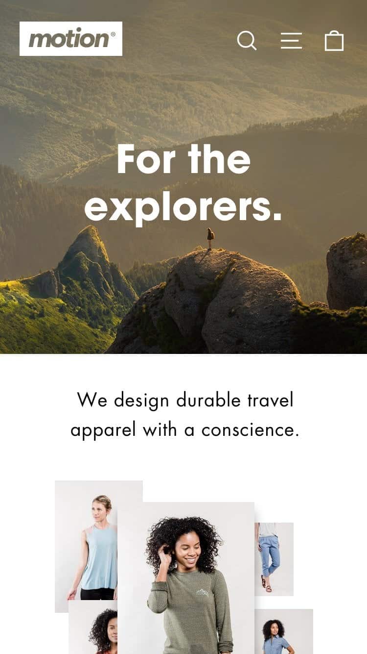 Motion Shopify theme that supports video headers.