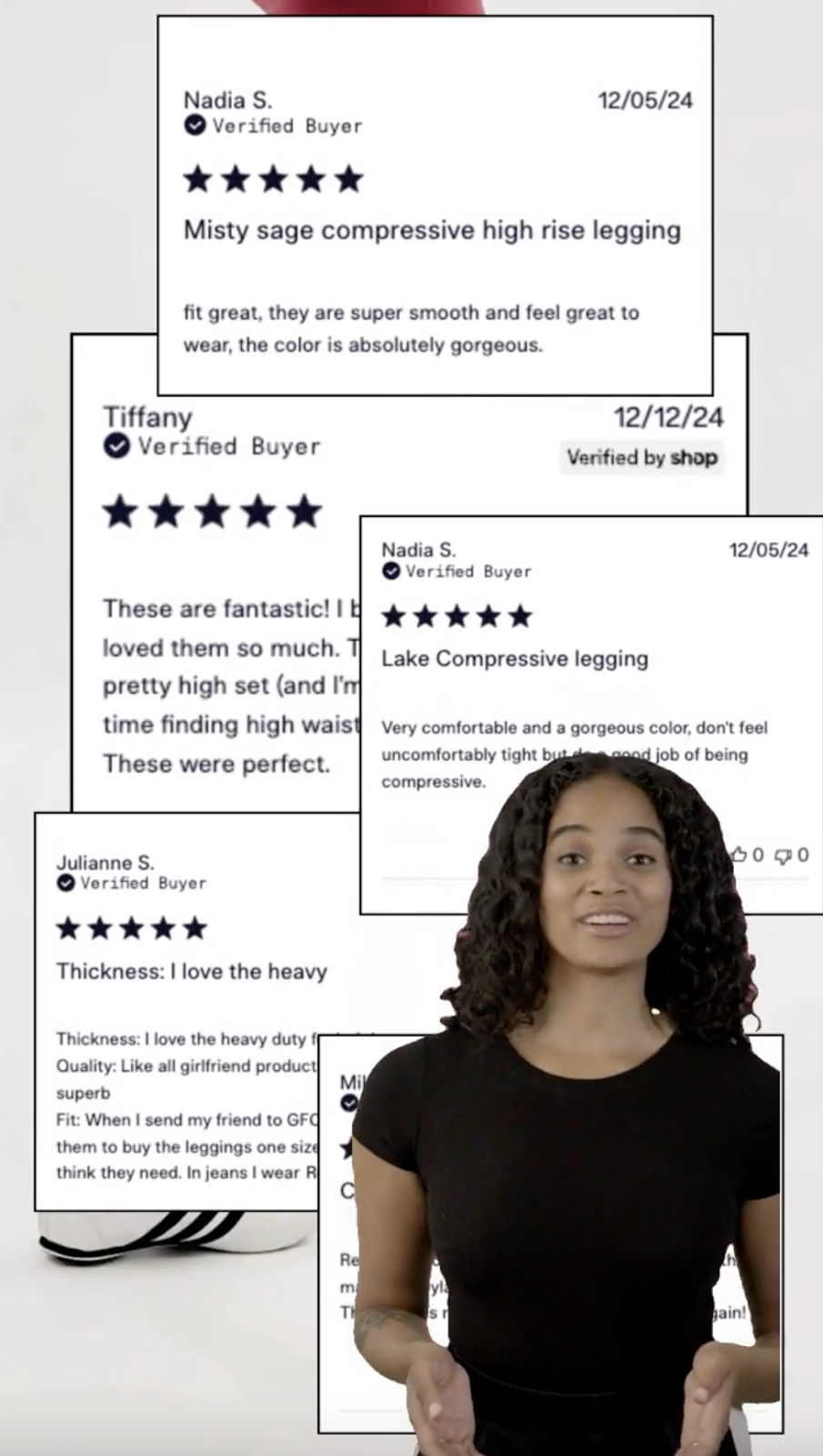 Customer testimonial video on an ecommerce site